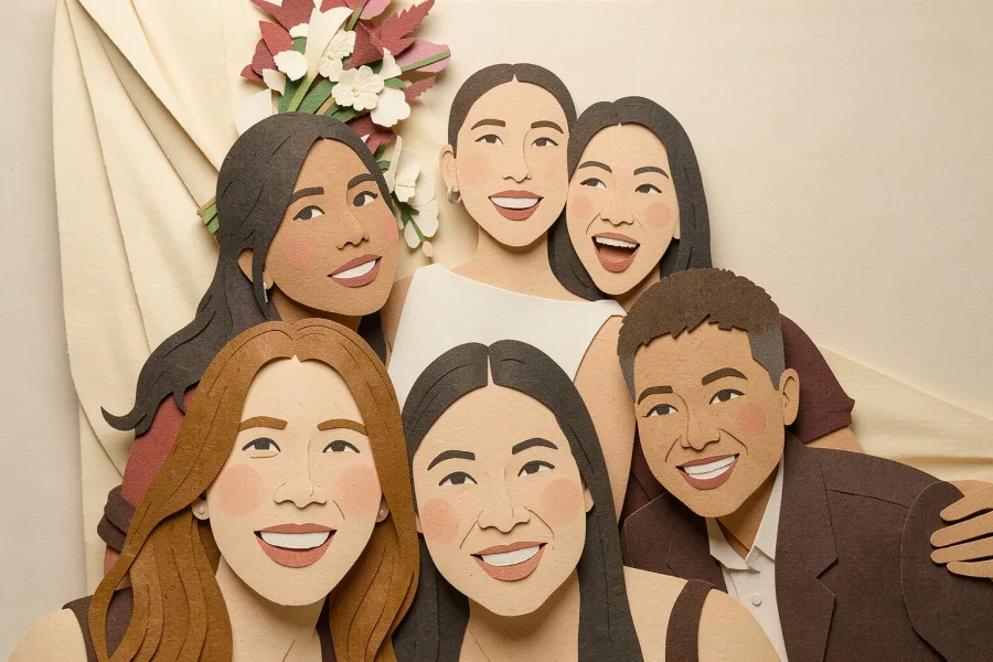 Guests transformed into a handcrafted paper world