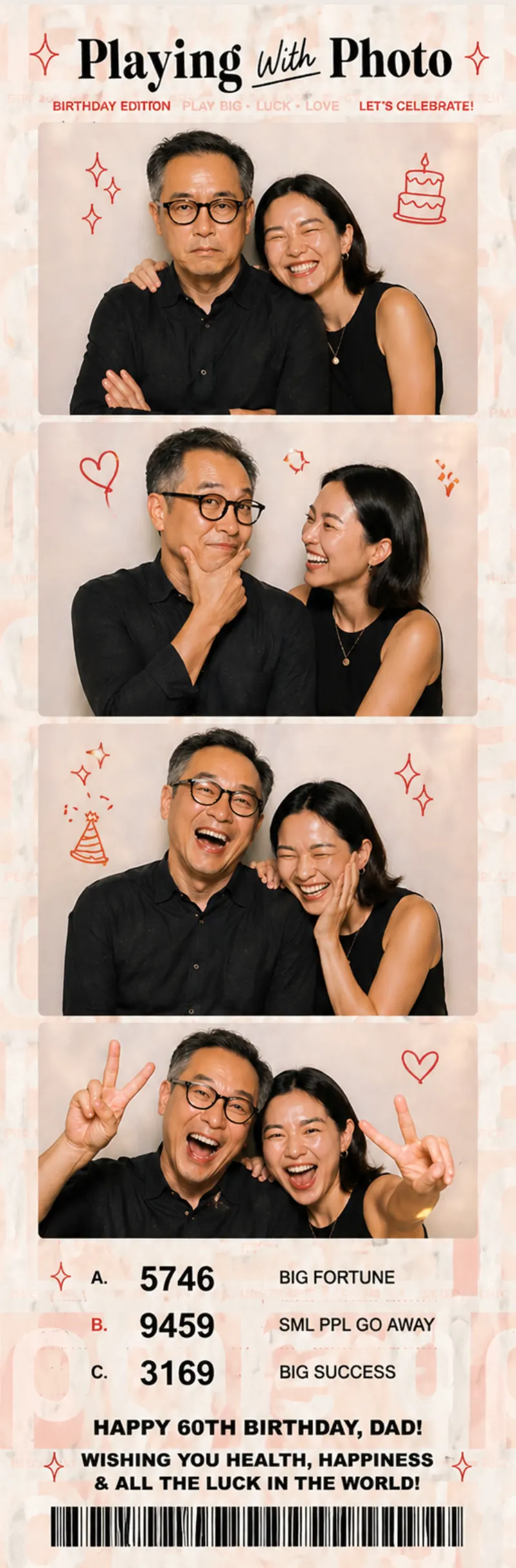 60th birthday photo booth strip